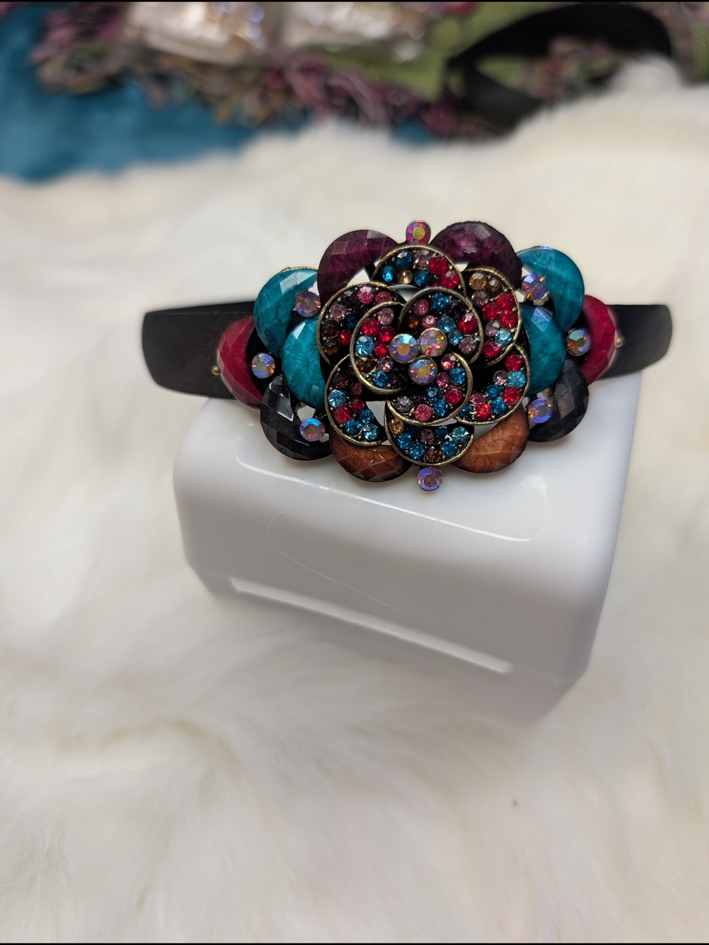 Multicolor Crystal Flower Headband - NWOT